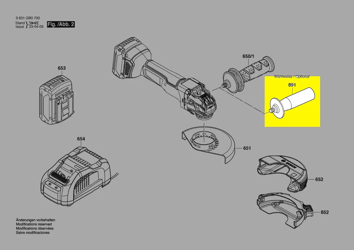 Poignée standard M10 pour meuleuse angulaire BOSCH